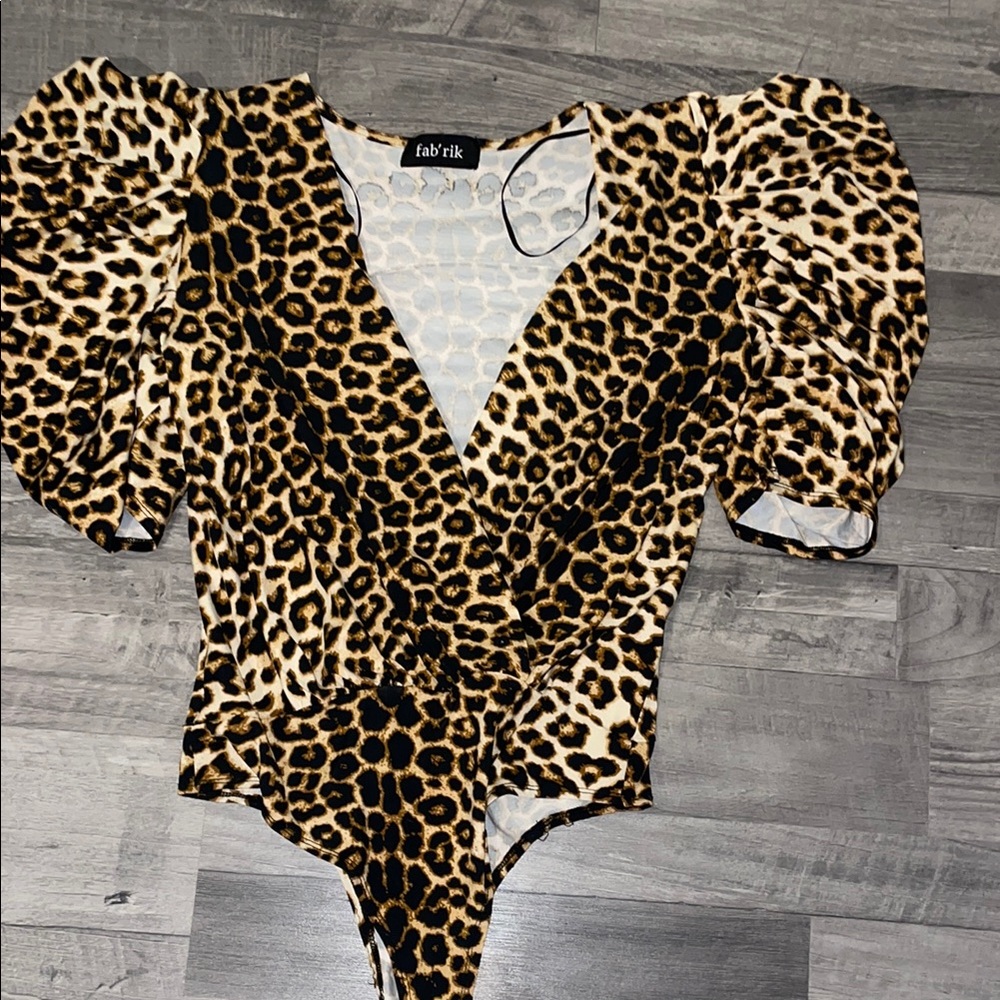 Fab'rik Brown and Black Leopard Print Bodysuit